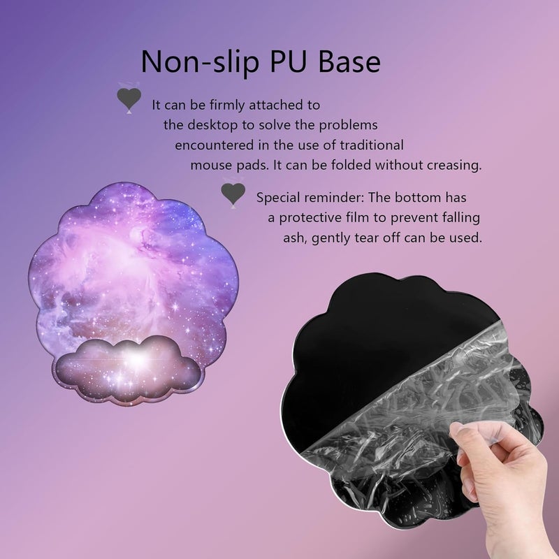 WFCYGL Cloud Wrist Rest Keyboard Galaxy Mouse Pad with Wrist Rest Ergonomic Space Wrist Pad Memory Foam Non-Slip Wrist Support for Computer Laptop Gaming Home Office Relief Typing Pain Gradient Pink Purple - Image 3